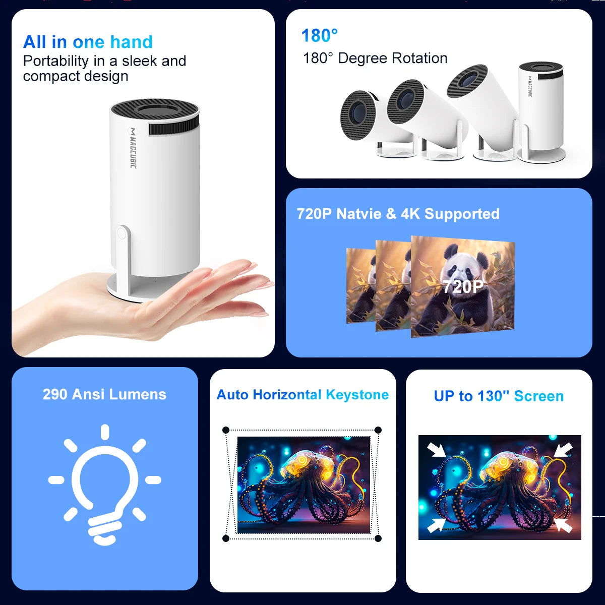 Smart 180° Portable Cinema Projector
