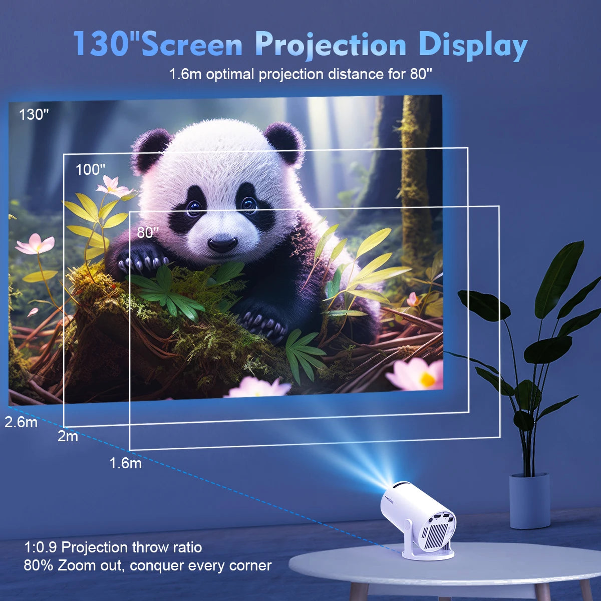 Smart 180° Portable Cinema Projector